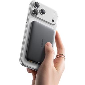 Baseus Picogo AM41 Power Bank, 10000mAh Qi2 Magsafe Powerbank 15W Wireless, Ultra Slim, Ricarica Rapida PD 27W, Magnetico Batteria Esterna per iPhone 17/16/15/14/13/12, Nero