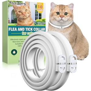 Asticers 2 Pack Collare Antiparassitario Per Gatti, Collare Antipulci Gatto Sicuro ed Efficace Realizzato Con Oli Essenziali Naturali, Collares Anti Pulci e Zecche Gatti Di Piccola Taglia, Medio e Grande