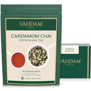 VAHDAM Masala Tè Chai, 100g (50 tazze) | Tè nero mescolato con cardamomo indiano fresco (Elaichi) | Brews Chai Latte | Chai Tea dall'India