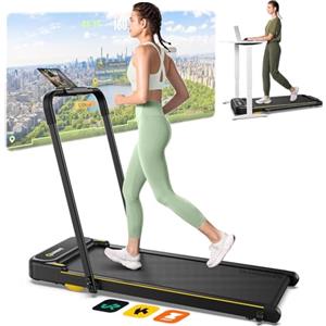 UREVO Tapis Roulant Pieghevole Intelligente con App, 1-10 km/h 3 in 1 Tapirulant Elettrico, Doppia Ammortizzazione, Doppio Display LED e Telecomando Magnetico, walking pad per Casa e Ufficio