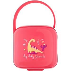 Neobaby Portasucchietto Doppio, Portaciuccio Neonato, Versatile e Igienico, Facile Da Agganciare, Forma Ergonimica, Dino, Rosa, 0 Mesi+