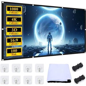 nplaseta Schermo Proiettore 100 pollici, Schermo Proiettore 16:9 4K HD Pieghevole Tela di Proiezione, Portatile Tela Proiettore per Home Theater Ufficio Riunioni