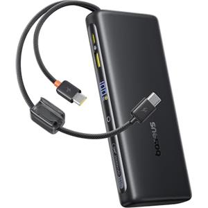 Baseus FC41 145W Powerbank per Laptop Certificato CCC, Ricarica Rapida PD3.1, 25000mAh Power Bank con 2 Cavi USB-C Integrati, Batteria Esterna per MacBook Pro, iPhone, iPad, Samsung, Nero