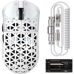 MAMBASNAKE M5 Ultra Fibra di Carbonio 8000Hz Mouse da Gioco Senza Fili 39 G SUPERLIGHT, 42000DPI, PAW3950MAX Sensor, Chip Nordic 52840, Bluetooth/2.4G/USB-C Mouse cablato con cavo a spirale, per PC