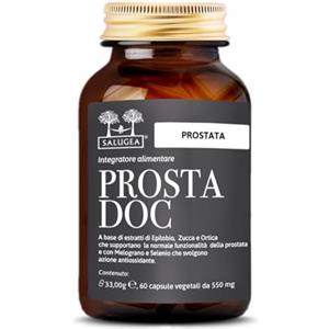 Salugea PROSTADOC Salugea - Integratore 100% naturale per il Benessere della prostata - con EnotProst®, Zucca, Ortica, Melograno e Selenio - 60 Capsule in Flacone di vetro scuro farmaceutico