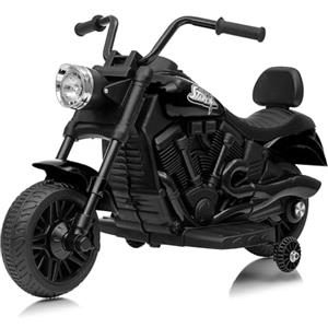 Garvee Moto elettrica per bambini 6V - Avviamento morbido, sospensioni, 2 ruote di supporto, musica e luci LED - Giocattolo cavalcabile sicuro per bimbi 18 mesi-6 anni - Colore nero