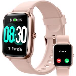 GRV Smartwatch Donna Chiamate e Risposta Orologio Fitness Contapassi Cardiofrequenzimetro da Polso Saturimetro Conta Calorie per Android iOS Ciclo Mestruale Notifiche 100 Modalità Sportivo Rosa