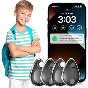 idoove Utag - Localizzatore GPS per bambini, confezione da 4, etichetta di sicurezza, funziona con Apple Find My (solo iOS), modalità smarrito, dispositivo anti-rimozione con certificazione MFi