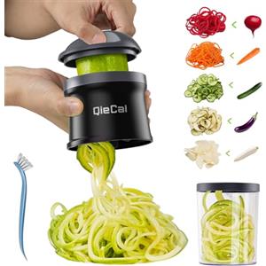 QieCai Tagliere a Spirale Verdure Con Contenitore- 4 In 1 Zucchini Tagliere a Spirale Verdure Spaghetti Vegetablehobel Für Spaghetti, Morette, Carote, Patatine