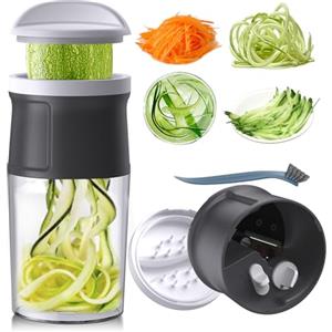 QieCai Tagliere a Spirale Verdure Con Contenitore- 4 In 1 Zucchini Tagliere a Spirale Verdure Spaghetti Vegetablehobel Für Spaghetti, Morette, Carote, Patatine