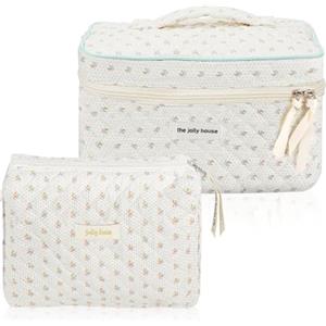 Aucuu Borsa da Toilette da Viaggio, 2 Pezzi Beauty Case da Viaggio, Borsa da Viaggio, Borsa Trucco Floreale, Trucco Pochette da Toilette, Trousse Trucchi Organizer per Cosmetici, per Donne e Ragazze