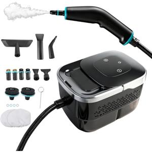JOJOCY Pulitore a vapore manuale ad alta pressione da 2500 W, 4 bar, serbatoio da 1250 ml, 6 livelli, dispositivo di pulizia ad alta temperatura per auto, finestre, cucina, pavimenti, mobili