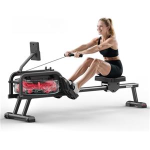 Neezee Vogatore per casa, vogatori con monitor Bluetooth e supporto per tablet, vogatore acqua con capacità di carico max 150 kg, compatibile con l'APP Kinomap, archiviazione verticale