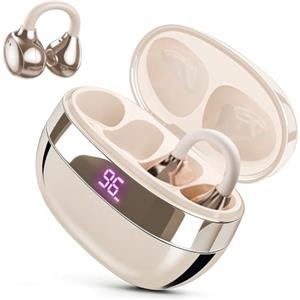 Caijin Cuffie a Clip Open-Ear Bluetooth Wireless, Bluetooth 6.0, Auricolari Sport con Clip Aperta, 60h Autonomia, Ricarica Rapida USB-C, Leggeri e Comodi da Indossare, Sport, Ufficio & Fitness, Bianco