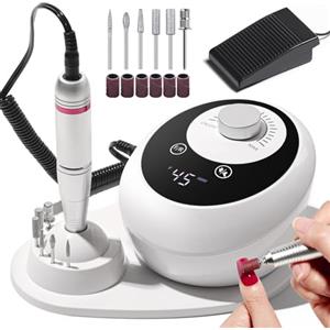 TechVizrs Fresa elettrica professionale, 45000 giri/min, fresa per unghie in gel, lima elettrica per unghie con lima per unghie, manicure, pedicure, set di accessori per uso domestico, saloni di unghie
