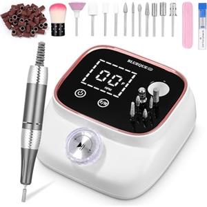 Exyvox Fresa per Unghie Professionale, 45000RPM Lima Elettrica per Unghie , Touchscreen, con Punta in Ceramica Kit Unghie, Salone Manicure Set e Pedicure Elettrico per Semipermanente Gel
