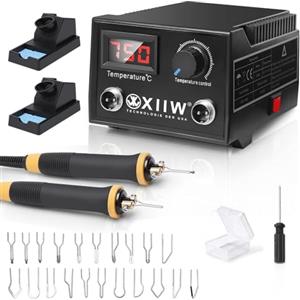 XIIW Kit Professionale Pirografo per Legno 100W con Doppia Penna, 23 Punte, Display LCD, Temperatura Regolabile 0-750°C, Strumento per Pirografia su Legno e Pelle