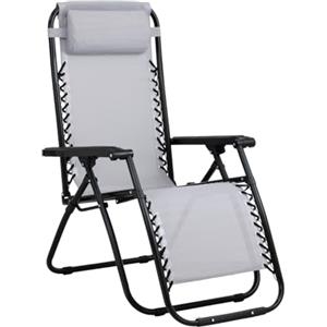 Totò Piccinni Sedia GRAVITY gravità Zero Sdraio da Giardino Poltrona Relax Pieghevole Salvaspazio Reclinabile Tessuto in Textilene (Grigio Chiaro)