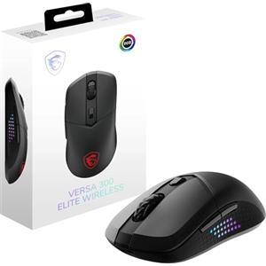 MSI VERSA 300 ELITE WIRELESS Gaming Mouse, Sensore Ottico da 26000 DPI, Frequenza di polling 1000 Hz, Simmetrico, 6 Pulsanti, Batteria da 200 Ore, Latenza di 1ms, RGB, 65g, Cablato/Wireless