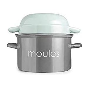 IBILI, Pentola per cozze color menta, 18 cm, acciaio smaltato, adatta per piani a induzione.