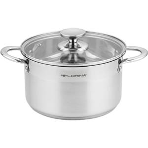 FLORINA Pentola Induzione in Acciaio Inox (6 l) I 24cm di Diametro I Pentola Risparmio Energetico FALCON I Coperchio in Vetro I Scala di Misurazione I Ideale per Tutti i Tipi di Fornelli