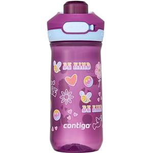 Contigo Jessie Autopop Borraccia per bambini, grande bottiglia d'acqua 420 ml, 100% a prova di perdite e lavabile in lavastoviglie, ideale per asili nido, scuole materne, scuola, sport, tempo libero