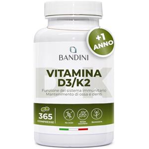 Bandini® Vitamina D3 K2 | 365 COMPRESSE (12 Mesi) | Vitamina D 2000 UI + 200 mcg Vitamin K | Vitamine MK-7 99% All Trans Vit D3+K2 | Per Ossa, Denti, Muscoli, Articolazioni & Sistema Immunitario