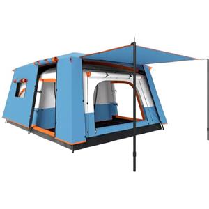 Outsunny Tenda da Campeggio per 4-6 Persone, Tenda Famigliare a Tunnel Impermeabile e Anti-UV per 3 Stagioni con 2 Stanze, Veranda e Borsa di Trasporto per Pesca, Blu