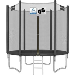 SONGMICS Trampolino da 183 cm, Trampolini Elastico 6 Piedi con Rete di Recinto, Tappeto Protettivo, Palo Alto 180 cm, Struttura Metallica, Nero STR061BZ01