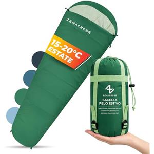 Zenacross Sacco a Pelo Estivo - Sacco a Pelo Compatto & Ultra Leggero (900g) per Campeggio, Attività all'aperto e Festival - Verde