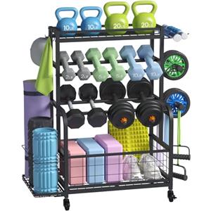 Lifewit Rastrelliera per Manubri con Ruote, per Kettlebell, Tappetini da Bodybuilding, Attrezzi per lo Yoga, per Palestra Domestica, Casa, Garage, Palestra Multiuso, 91 cm di Altezza