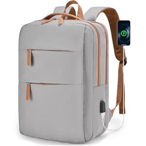 BAGZY Zaino da Viaggio Aereo 40x30x15cm Per Air France British Airways Bagaglio a Mano per Aereo Impermeabile Zaino Porta PC 15.6 Pollici Cabin Bag 20L USB Connessione Zainos Uomo Donna Grigio