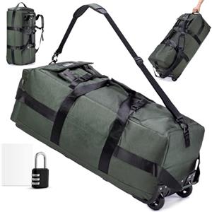 SUCIKORIO Borsone da Viaggio Con Ruote, Impermeabile 3 In 1 Zaino da Viaggio Aereo Bagaglio a Mano con Lucchetto Combinazione 3 Cifre Grande 80L XL Borsa da Viaggio Unisex Weekender per Aereo, Viaggi