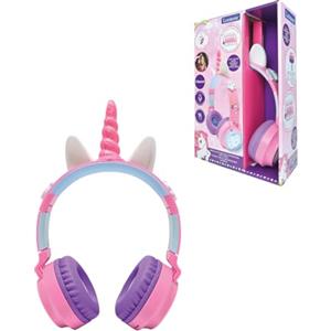 LEXIBOOK, Cuffie pieghevoli Bluetooth® e cablate con luci LED con design 3D di unicorno e limitazione del volume, rosa, HPBT015UNI