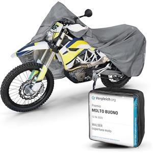 WALSER telo coprimoto XL in robusto PVC, Premio Molto Buono* telo impermeabile, telo compatibile con vespa/scooter/motorino, moto, copertura moto per esterno, telo coprimoto grigio 255x110x135cm