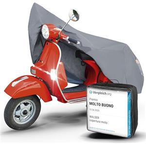 WALSER telo coprimoto S in robusto PVC, Premio Molto Buono* telo impermeabile, telo compatibile con vespa/scooter/motorino, moto, copertura moto per esterno, telo coprimoto grigio 185x90x110cm