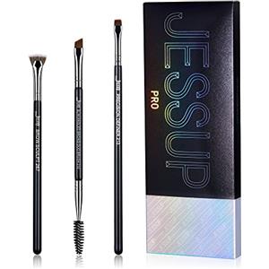 Jessup pennelli sopracciglia Set di pennelli trucco professionale 3 pezzi Set pennelli make up alta qualità Premium Nero Argento T326