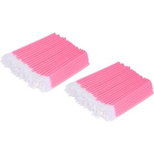 Alaoo 100 PezziMonouso Pennelli Labbra, Applicatore per Rossetto, Lip Gloss Applicatore Bacchette Pennello, Pennello per Dettagli Sulle Labbra(Rosa)