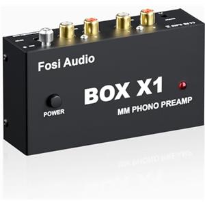 Fosi Audio BOX X1 Preamplificatore Phono, Mini Preamplificatore Giradischi MM Bassissimo Rumore, Preamplificatore Hifi con Cuffia 3.5MM e Uscita RCA/TRS, Polo di Messa a Terra un Alimentazione CC 12V