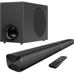 GarageRock Sound Bar con Subwoofer per TV, 110W altoparlanti Soundbar con Deep Bass&Aumento del Volume&3 modalità EQ, Bluetooth 5.3/ARC/Opt/AUX, Sistema Audio Surround per TV/PC/Proiettori, 1 Set