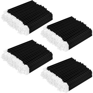 Alaoo 200 Pezzi Monouso Pennelli Labbra, Applicatore per Rossetto, Lip Gloss Applicatore Bacchette Pennello, Pennello per Dettagli Sulle Labbra(Nero)