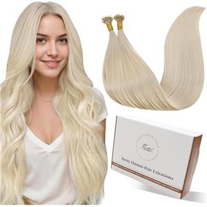 Hetto Extension Capelli Veri Nano Ring Biondo chiaro - Remy Capelli Umani Estensioni, Invisibile Adesive, Look Naturale per Uso Quotidiano 50g 50ciocche 40cm