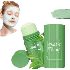 AONAT 2 pezzi Maschera al tè verde per viso, maschera viso all'argilla, Green Tea Mask Stick, Green Tea Punti Neri, pulizia profonda dei pori, idratante, schiarimento della pelle