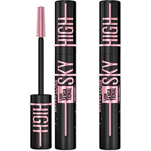 Maybelline New York Sky High Lash Sensational Mascara Volumizzante e Allungante Colore Cosmic Black con Scovolino Flessibile per Ciglia Lunghe Definite e Piene - 2 Cosmetici