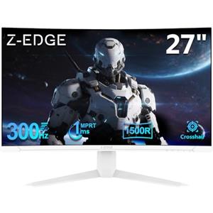 Z Z-Edge Z-Edge Schermo PC Gamer Curvo Bianco 27'' 300 Hz (DP1.4 × 2), 1 ms MPRT, FreeSync, FHD, 240 Hz (HDMI2.0 × 2), Monitor Gaming Bianco LED 16:9, Inclinazione Regolabile, 1500R VA, 4000:1, VESA