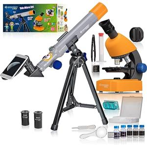 Bresser Junior - Set microscopio e telescopio con microscopio 40x 640x e telescopio 40/400 mm, per bambini a partire da 8 anni