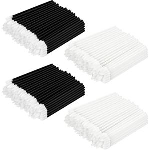 Alaoo 200 PezziMonouso Pennelli Labbra, Applicatore per Rossetto, Lip Gloss Applicatore Bacchette Pennello, Pennello per Dettagli Sulle Labbra(Nero+Bianco)