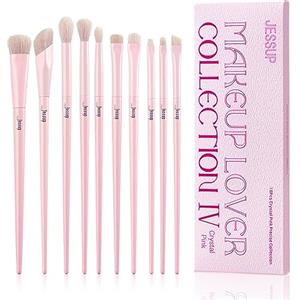 Jessup pennelli occhi Set ombretto 10 pezzi rosa correttore sintetico premium Eyeliner per sfumare pieghe trucco T496