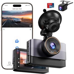 zhiroad 4K Dashcam Auto Fronte Retro,Dash Cam WiFi,Doppia Telecamera Auto Scheda SD 64G, 24H Monitor di Parcheggio, Visione Notturna, WDR, Grandangolo 170°+140°, Sensore G, Controllo App