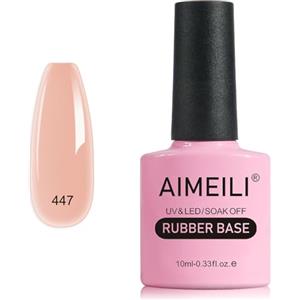 AIMEILI Rubber Base Gel Rosa Smalto Semipermanente Nude per Unghie in UV LED Soak Off Gel Nail Gel Polish - (447) 10ml